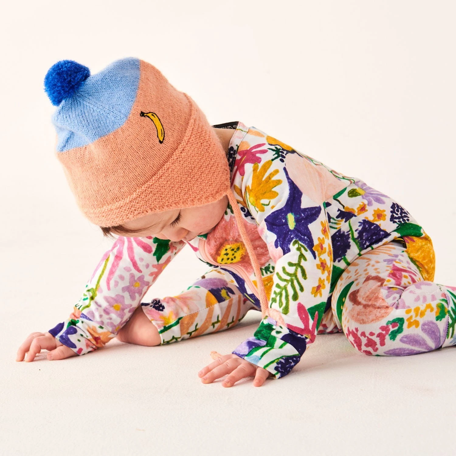 BLUE APRICOT MELANGE BABY BONNET 2 BLUE APRICOT MELANGE BABY BONNET - Image 2