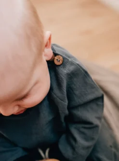 LINEN SMOCKED SHIRT| Navy 11 LINEN SMOCKED SHIRT| Navy -Baby Products Store BABY LOOKING DOWN