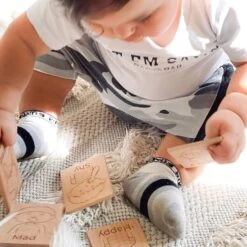 Baby And Toddler Emotion Recognition Memory Game| Wooden Engraved Blocks