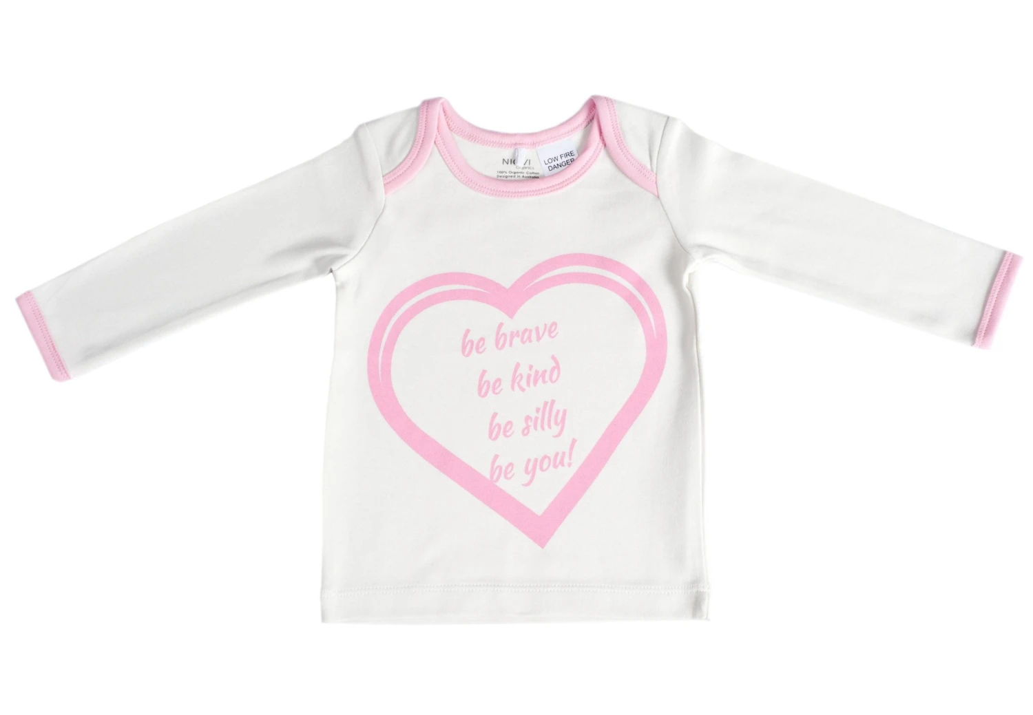 Organic Cotton Long Sleeve Baby T-Shirt – BE BRAVE CANDYPINK 1 Organic Cotton Long Sleeve Baby T-Shirt – BE BRAVE CANDYPINK