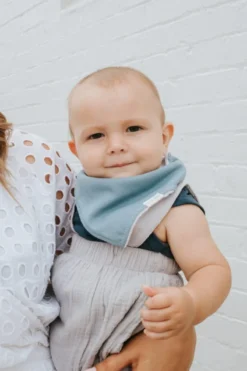 DRIBBLE BIB | BLUE|LINEN| BY LITTLE MILKO -Baby Products Store BLUE DENIM DRIBBLE BIB scaled 1