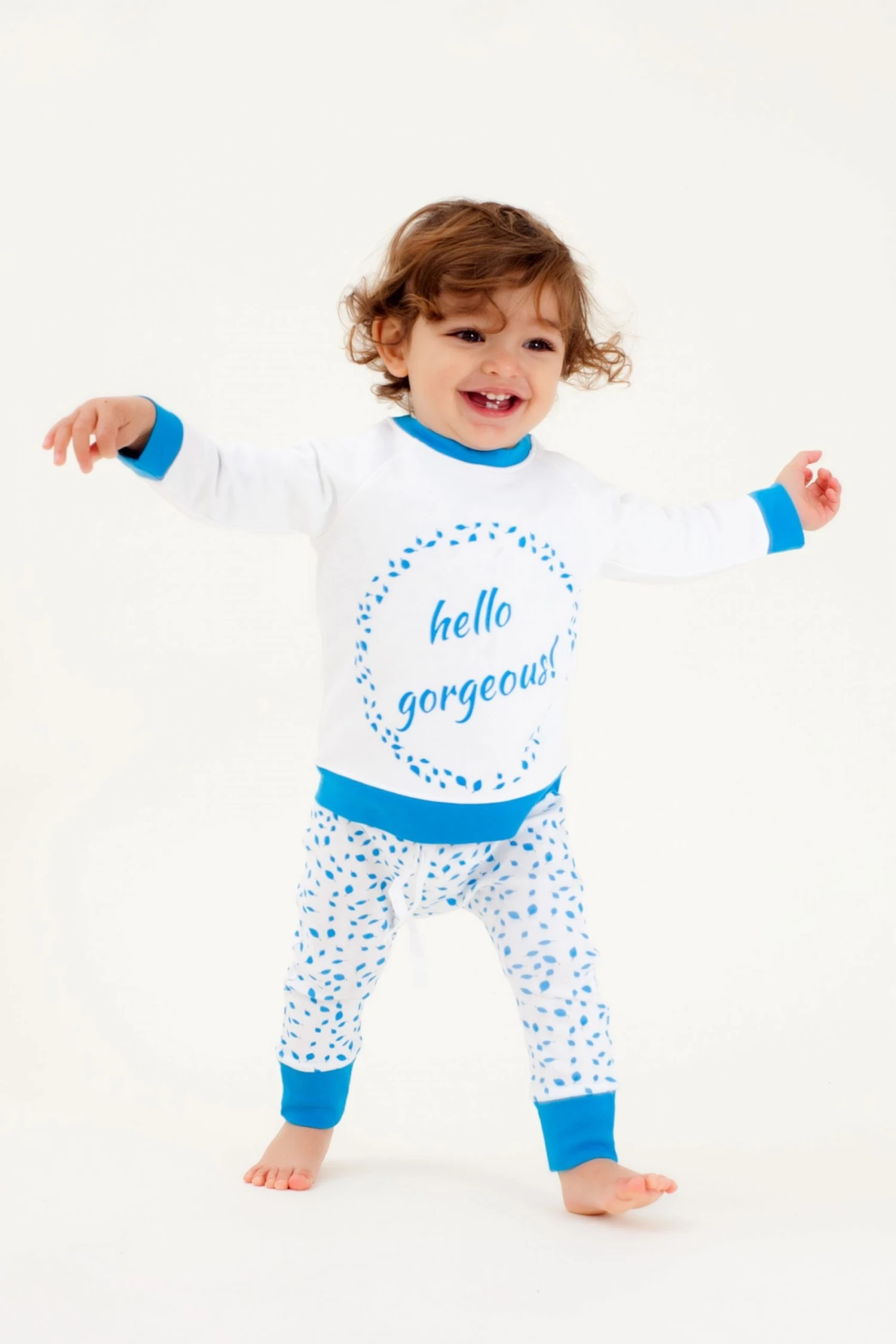 Organic Cotton Baby Sweatshirt – HELLO GORGEOUS BLUE 2 Organic Cotton Baby Sweatshirt – HELLO GORGEOUS BLUE - Image 2