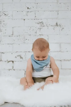 DRIBBLE BIB | BLUE|LINEN| BY LITTLE MILKO -Baby Products Store BUB AND BLUE BIB scaled 1