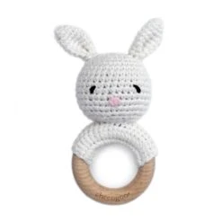 Snow Bunny Crocheted Rattle & Teether