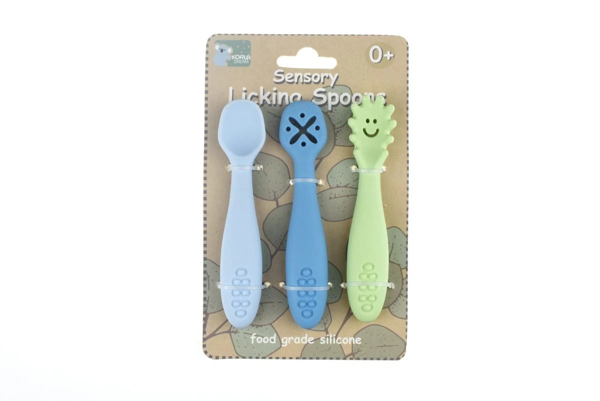 Blue|Sensory Silicone Licking Spoons By Koala Dream 1 Blue|Sensory Silicone Licking Spoons By Koala Dream