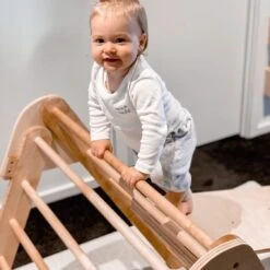 Pikler Play Triangle| Unvarnished| By My Happy Helpers -Baby Products Store CLIMBER BUBBA ON FRAME