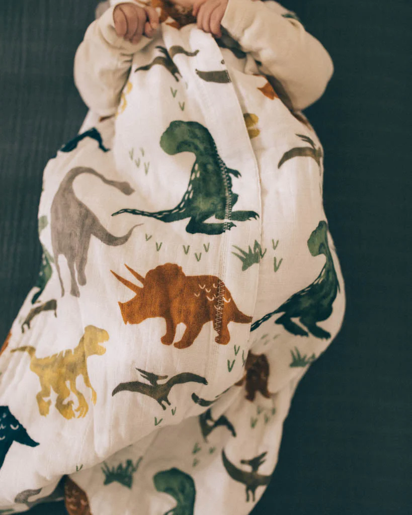 Cotton Muslin Sleeping Bag – Dino Friends|1.0 TOG By Little Unicorn 2 Cotton Muslin Sleeping Bag – Dino Friends|1.0 TOG By Little Unicorn - Image 2