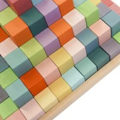 Large Stepped Block Set In Rainbow And Pastel| By My Happy Helpers -Baby Products Store CLOSE UP PASTEL
