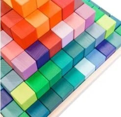 Large Stepped Block Set In Rainbow And Pastel| By My Happy Helpers -Baby Products Store CLOSE UP RIANBOW