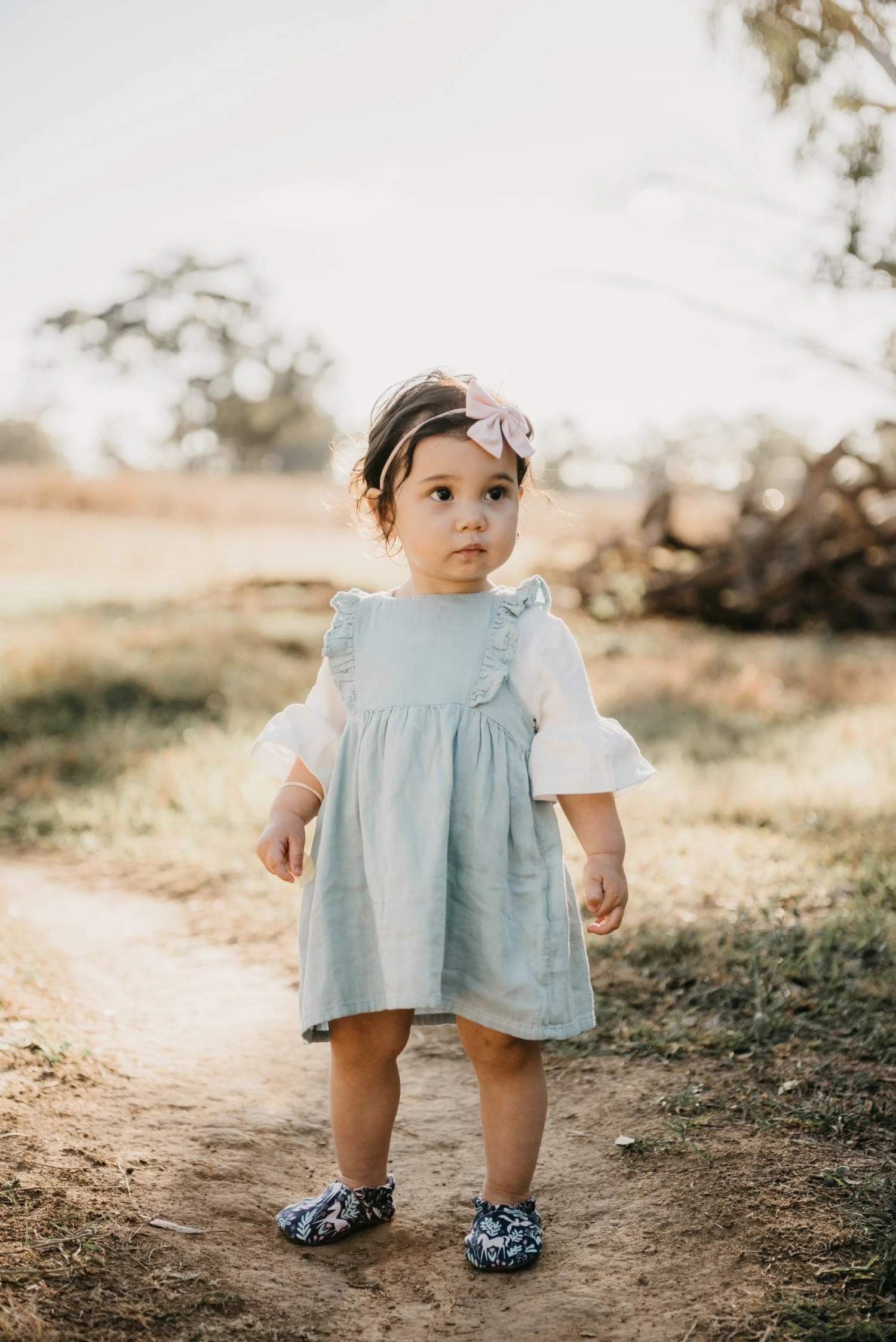 Blue Petit Bamboo Haze Muslin Dress And Matching Bloomers 2 Blue Petit Bamboo Haze Muslin Dress And Matching Bloomers - Image 2
