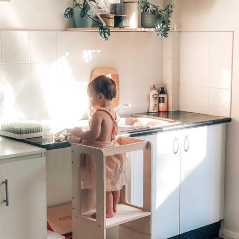 Evo 3.0 Adjustable Learning Tower| Available In White|White & Birch||White & Walnut| Varnished Birch 2 Evo 3.0 Adjustable Learning Tower| Available In White|White & Birch||White & Walnut| Varnished Birch - Image 2