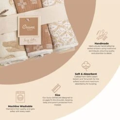Baby Burp Cloths| Kendi| Safari Animal|By Crane Baby -Baby Products Store Kendi Burp Cloth Infographic scaled 1