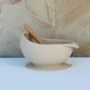 Bowl Set With Spoon And Wood Handle| Silicone| By Charlie Wags| Latte| One Left| Be Quick!
