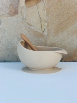 Bowl Set With Spoon And Wood Handle| Silicone| By Charlie Wags| Latte| One Left| Be Quick!