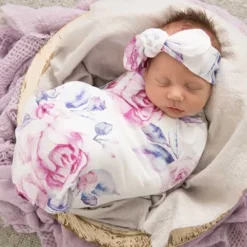 Lilac Skies Snuggle Swaddle & Topknot Set| By Snuggle Hunny Kids
