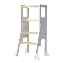 Adjustable Learning Tower And Step Stool – White And Natural -Baby Products Store LITTLE RISERS TOWER scaled 1