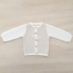 HONEYCOMB KNITTED CARDIGAN – MILK/LATTE