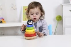 PENGUIN STACKER| Brightly Coloured Wooden Stacker|by Tooky Toys -Baby Products Store PENGUIN STACKER BABY