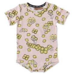 DANCE|WATTLE PINK ORGANIC SS ROMPER