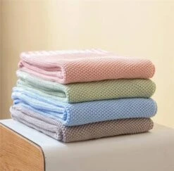 Baby Blanket|Pearl Knit| Pink|Blue|Mantis Green|Grey