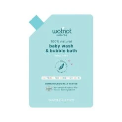 Wotnot Natural 100% Baby Wash And Bubble Bath Refill 500 Ml
