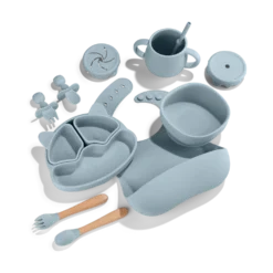 Baby Feeding Set| Silicone 11pc Bundle | Rock Blue| Low Stock!