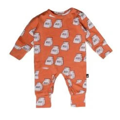 Anarkid Organic Jam Donuts Aop Long Sleeve Romper – Cherry Tomato