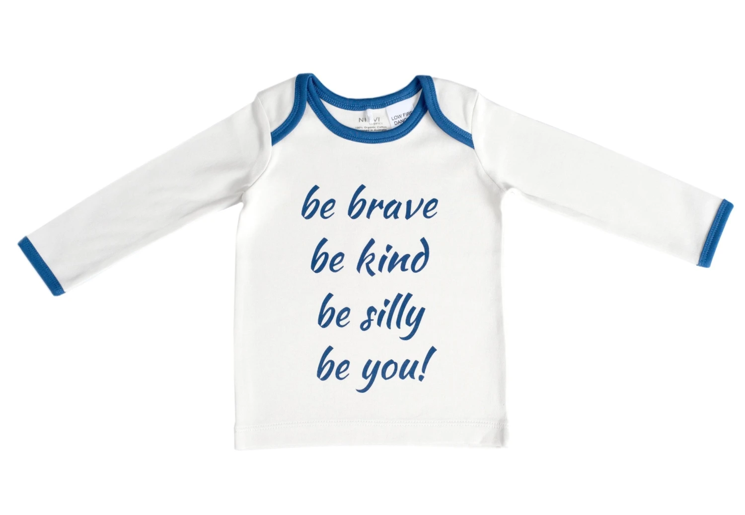 Organic Cotton Long Sleeve Baby T-Shirt – BE BRAVE NAVY 1 Organic Cotton Long Sleeve Baby T-Shirt – BE BRAVE NAVY