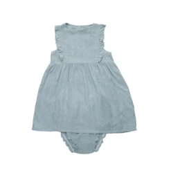 Blue Petit Bamboo Haze Muslin Dress And Matching Bloomers