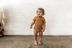 Chestnut Short Sleeve Bodysuit By Snuggle Hunny Kids