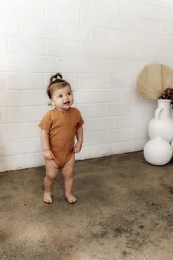 Chestnut Short Sleeve Bodysuit By Snuggle Hunny Kids -Baby Products Store chestnut body suit girl