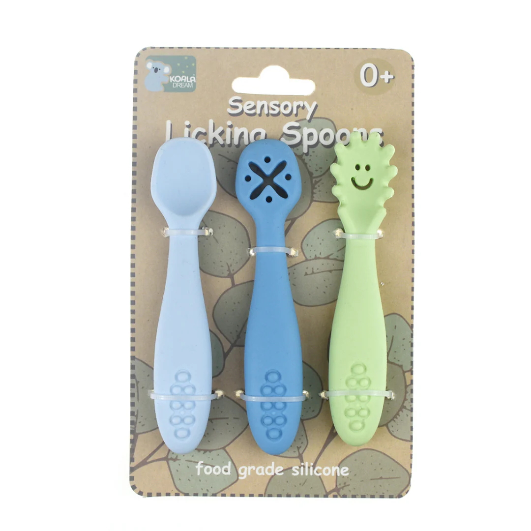 Blue|Sensory Silicone Licking Spoons By Koala Dream 2 Blue|Sensory Silicone Licking Spoons By Koala Dream - Image 2