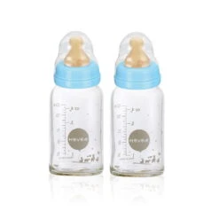 Hevea Blue Baby Feeding Bottles Twin Pack – 120mls| 3-24M