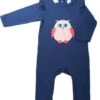 Minifin Owl Print Frill Romper – Navy