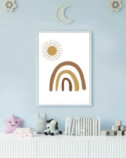 Boho Rainbow And Sun|Nursery Art| Unframed|Hahnemuhle Photo Cotton Rag 308gsm