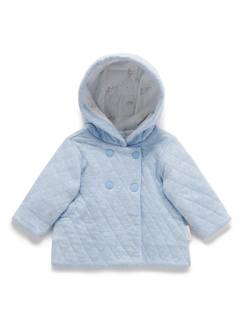 Blue Sky Melange Quilted Jacket By PureBaby 2 Left ! Size 0000 Only ! 1 Blue Sky Melange Quilted Jacket By PureBaby 2 Left ! Size 0000 Only !